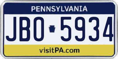 PA license plate JBO5934