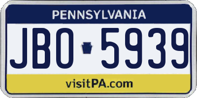 PA license plate JBO5939