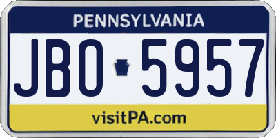 PA license plate JBO5957