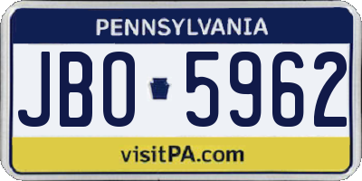 PA license plate JBO5962