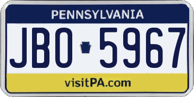 PA license plate JBO5967