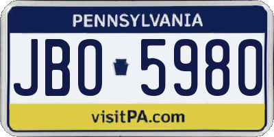 PA license plate JBO5980