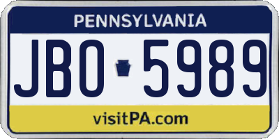 PA license plate JBO5989