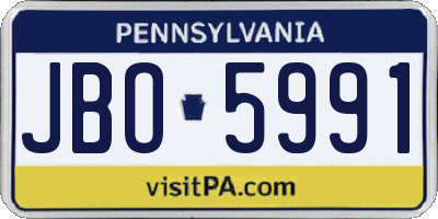 PA license plate JBO5991