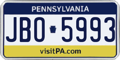 PA license plate JBO5993
