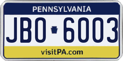PA license plate JBO6003