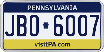 PA license plate JBO6007