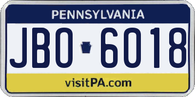 PA license plate JBO6018
