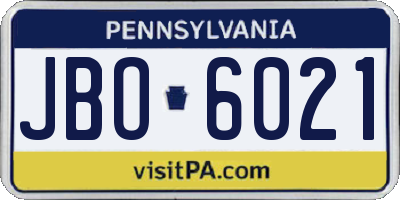 PA license plate JBO6021