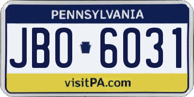 PA license plate JBO6031