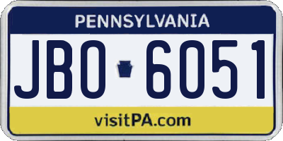 PA license plate JBO6051