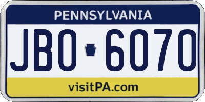 PA license plate JBO6070