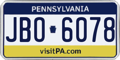 PA license plate JBO6078