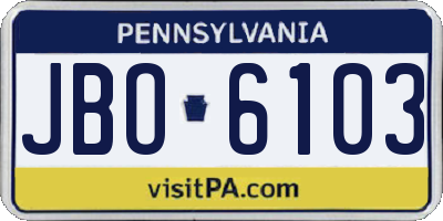 PA license plate JBO6103