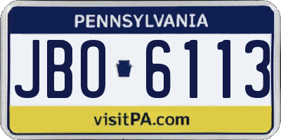 PA license plate JBO6113