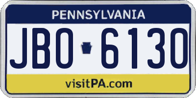 PA license plate JBO6130