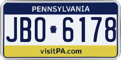 PA license plate JBO6178