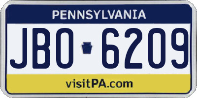 PA license plate JBO6209