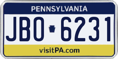 PA license plate JBO6231
