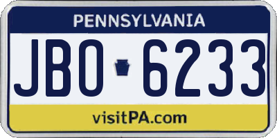 PA license plate JBO6233