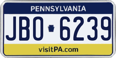 PA license plate JBO6239