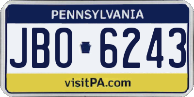 PA license plate JBO6243