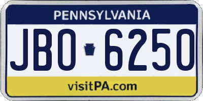 PA license plate JBO6250