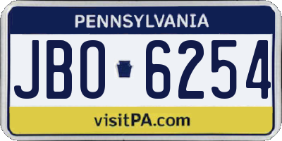 PA license plate JBO6254