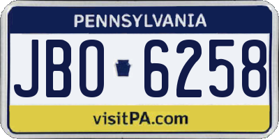 PA license plate JBO6258