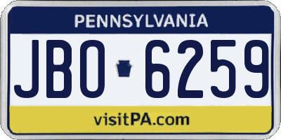 PA license plate JBO6259