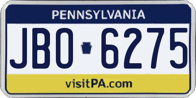 PA license plate JBO6275