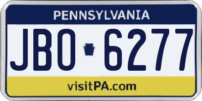 PA license plate JBO6277
