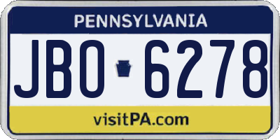 PA license plate JBO6278