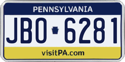 PA license plate JBO6281