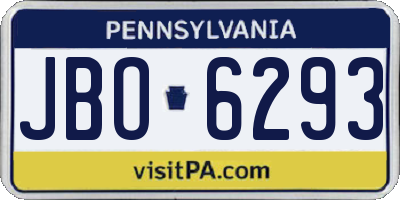 PA license plate JBO6293