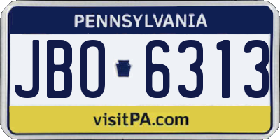 PA license plate JBO6313