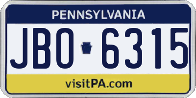 PA license plate JBO6315