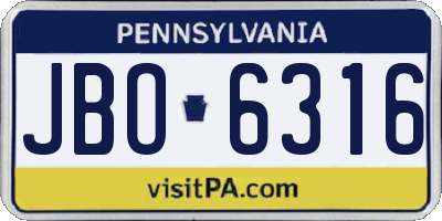 PA license plate JBO6316