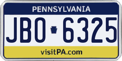 PA license plate JBO6325