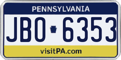 PA license plate JBO6353