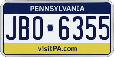 PA license plate JBO6355