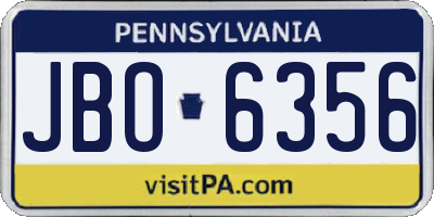 PA license plate JBO6356