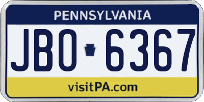 PA license plate JBO6367