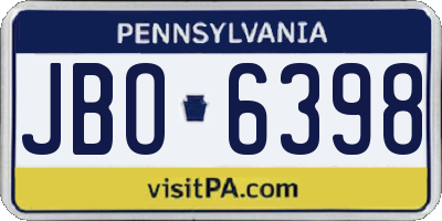 PA license plate JBO6398