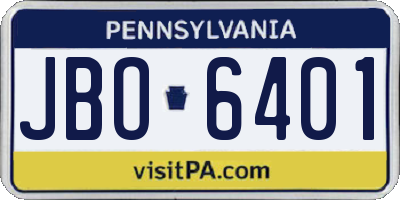 PA license plate JBO6401