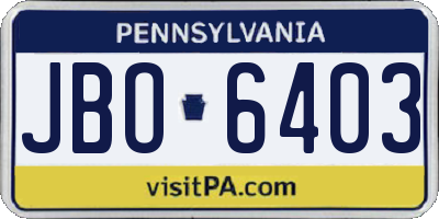 PA license plate JBO6403