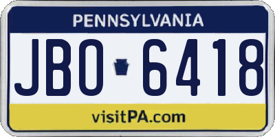 PA license plate JBO6418