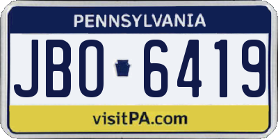 PA license plate JBO6419
