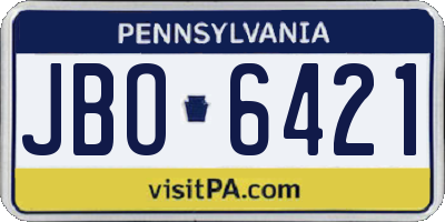 PA license plate JBO6421
