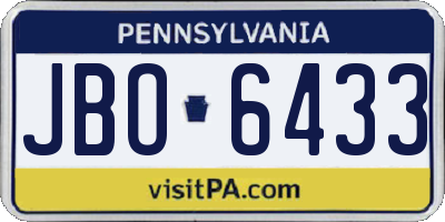 PA license plate JBO6433